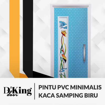 PINTU PVC MINIMALIS DKING KACA SAMPING BIRU